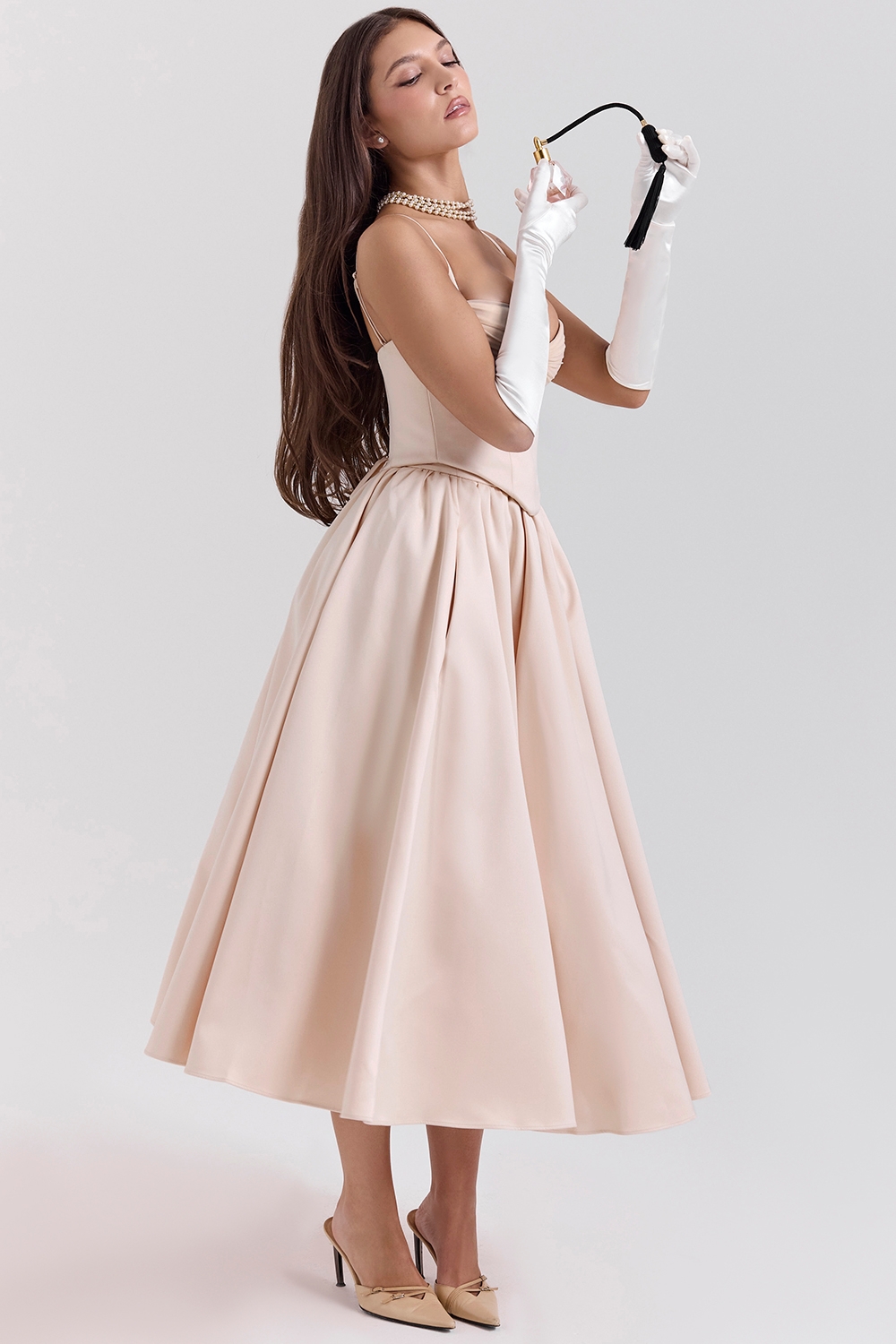 Perfect-Peach Satin Corset and Skirt - SALE