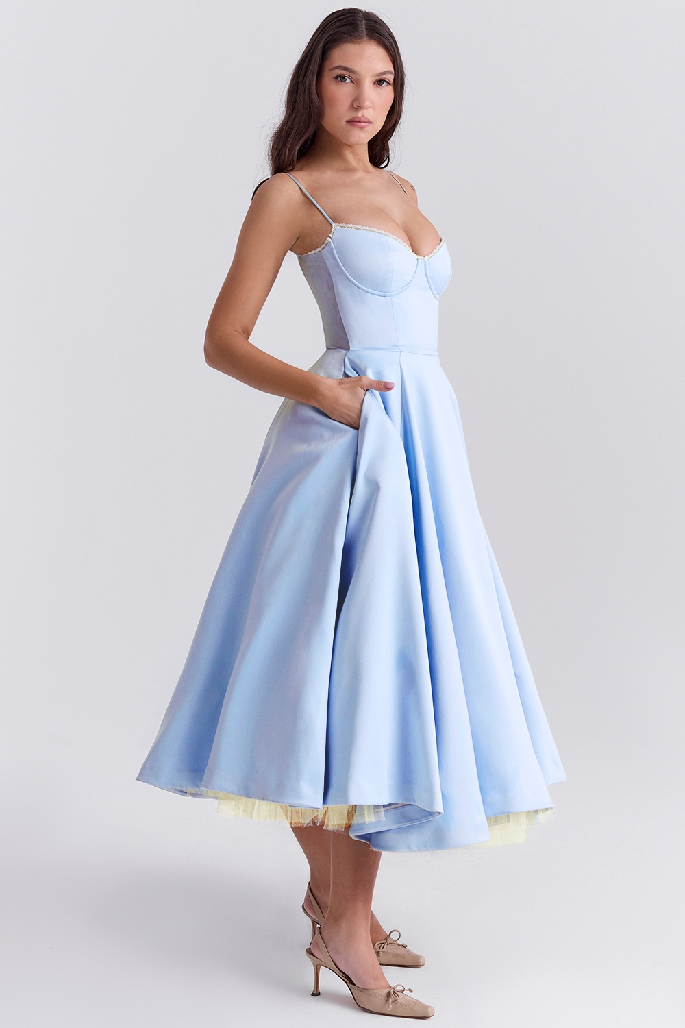 Mademoiselle-Cinderella Blue Tulle Midi Dress
