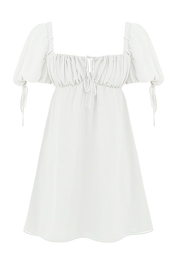 Princess-Ivory Georgette Mini Dress - SALE