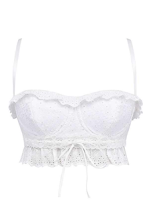 Federica-White Broderie Anglais Bralette Top