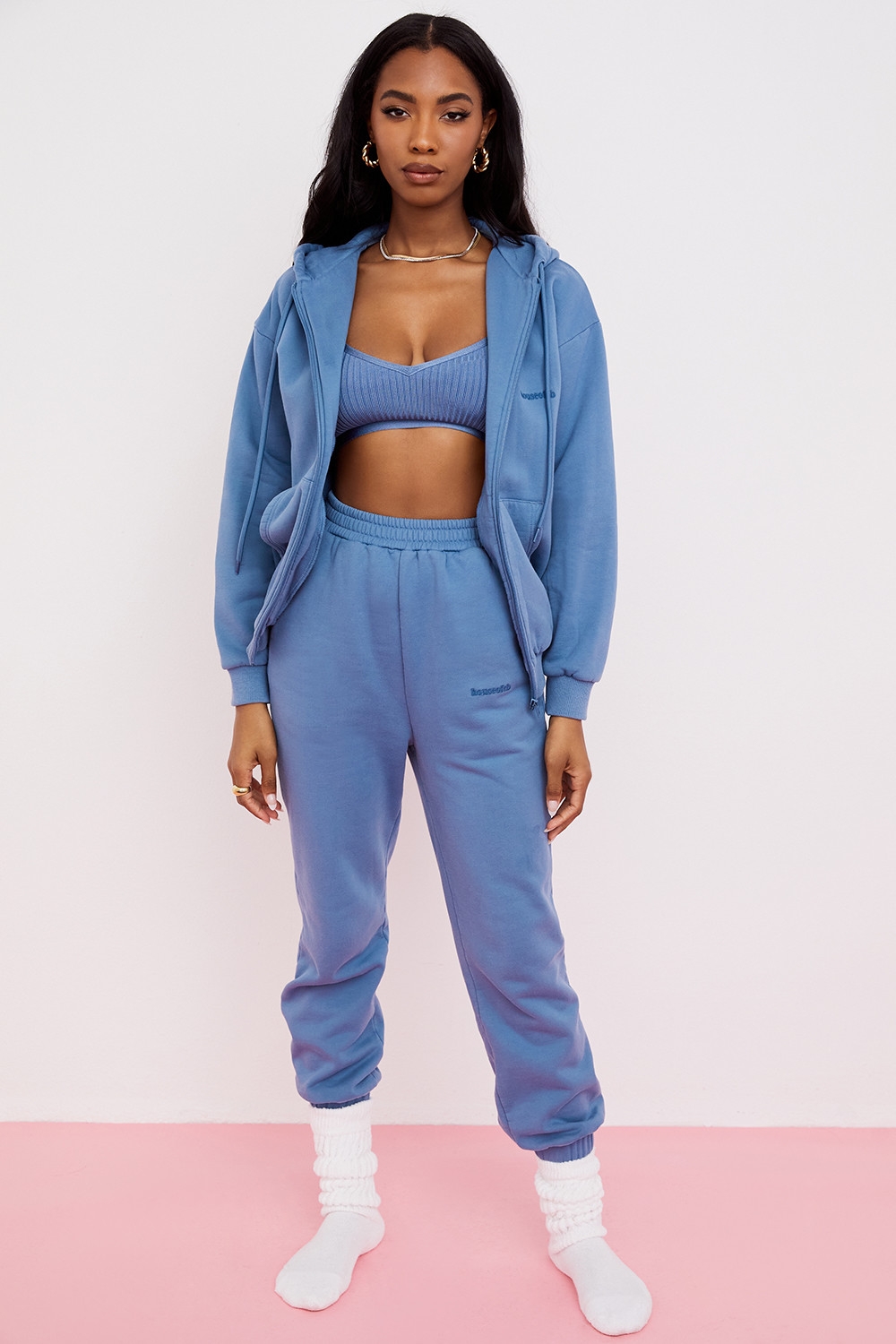 Storm-Azure Zip Through Hoodie