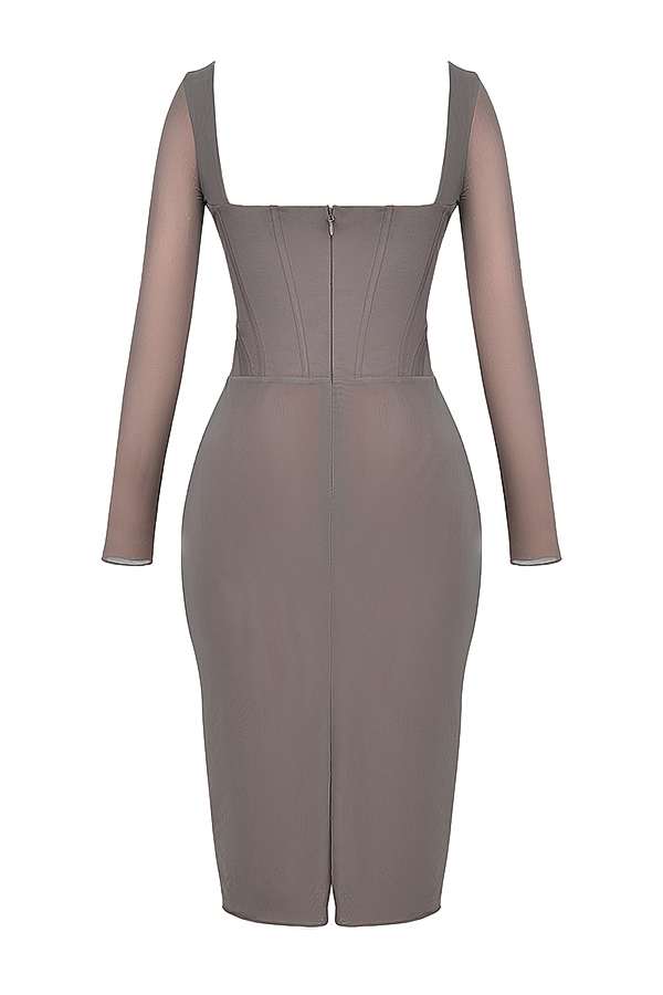 Safran-Mocha Corset Midi Dress