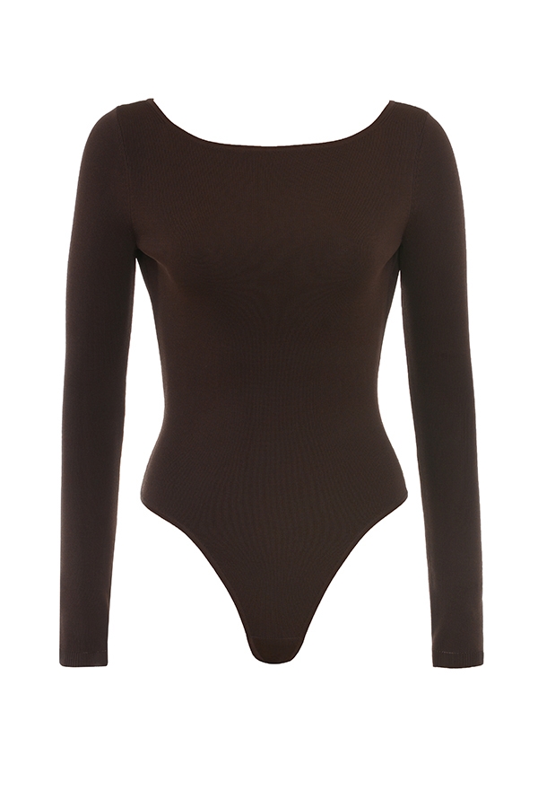 Inoe-Espresso Open Back Bodysuit - SALE