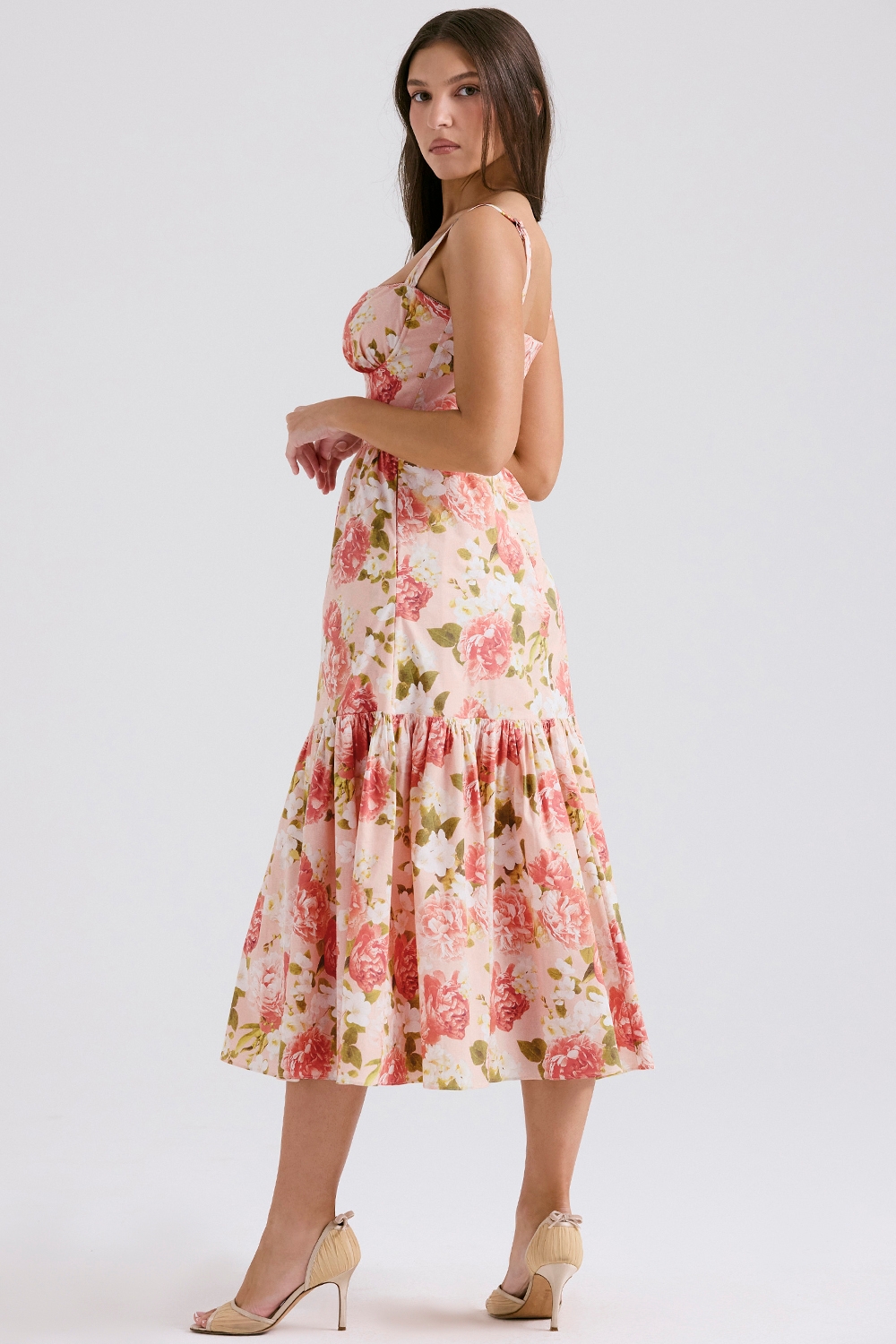 Elia-Pink Peony Print Cotton Midi Sundress