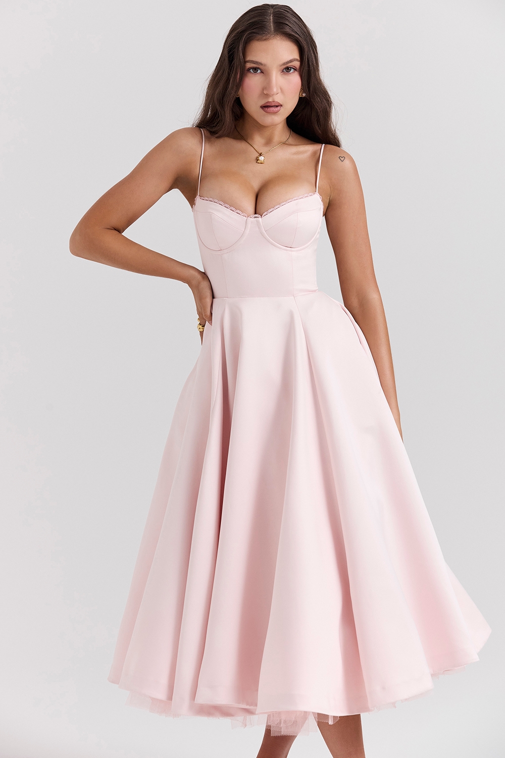 Mademoiselle-Ballerina Pink Midi Dress