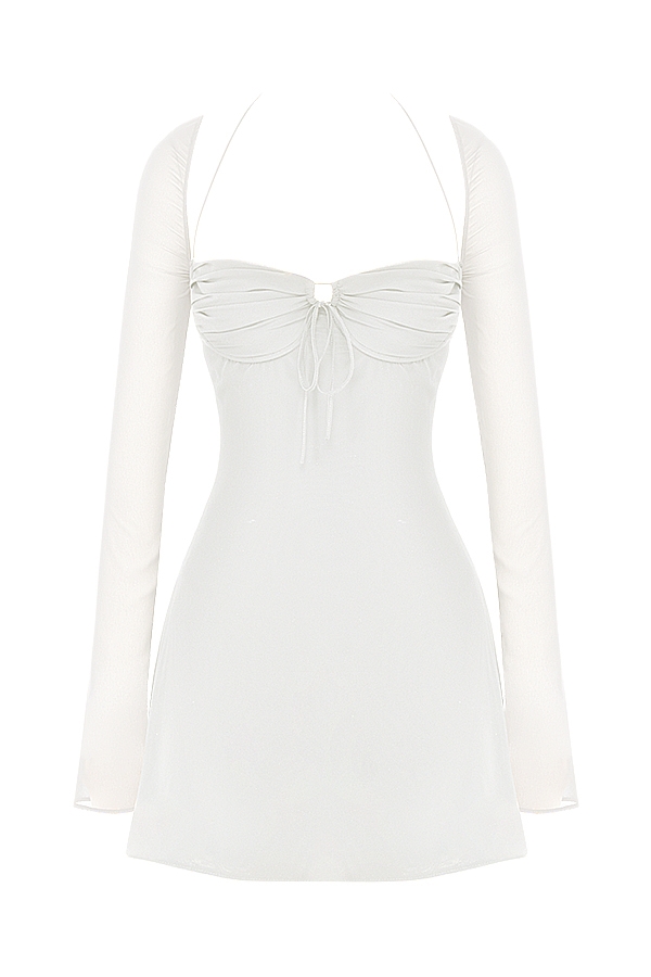 Babydoll-Ivory Chiffon Halter Mini Dress