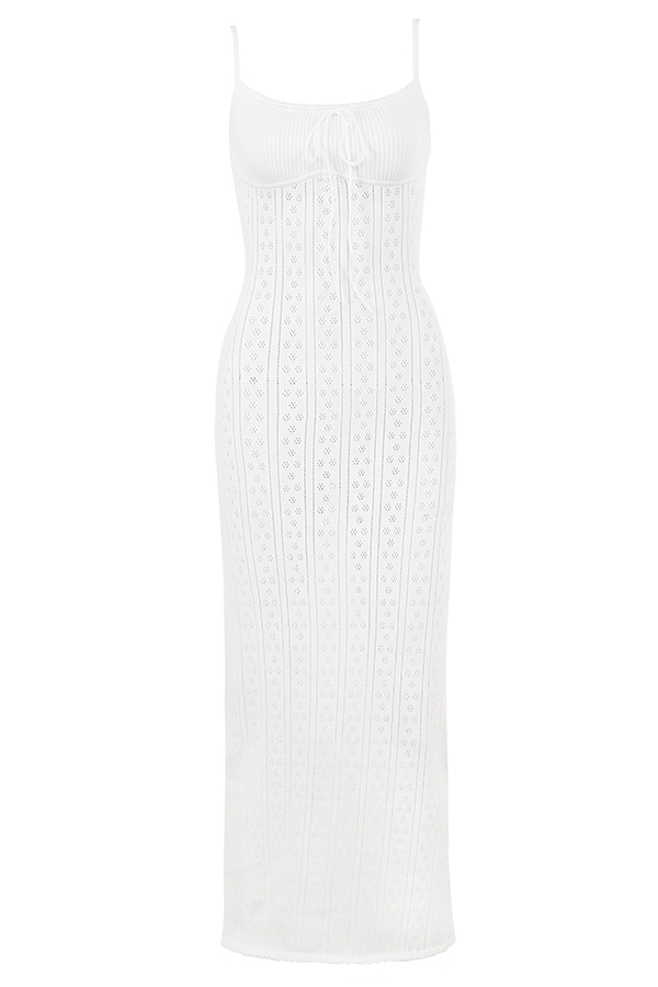 Myla-White Knit Maxi Dress
