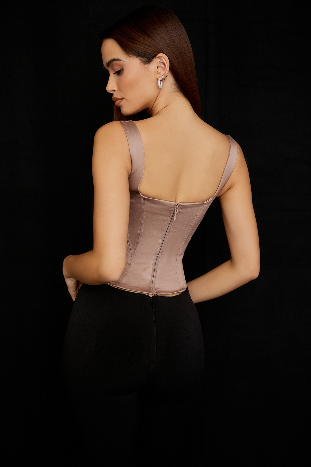 Rafa-Stone Satin Longline Corset