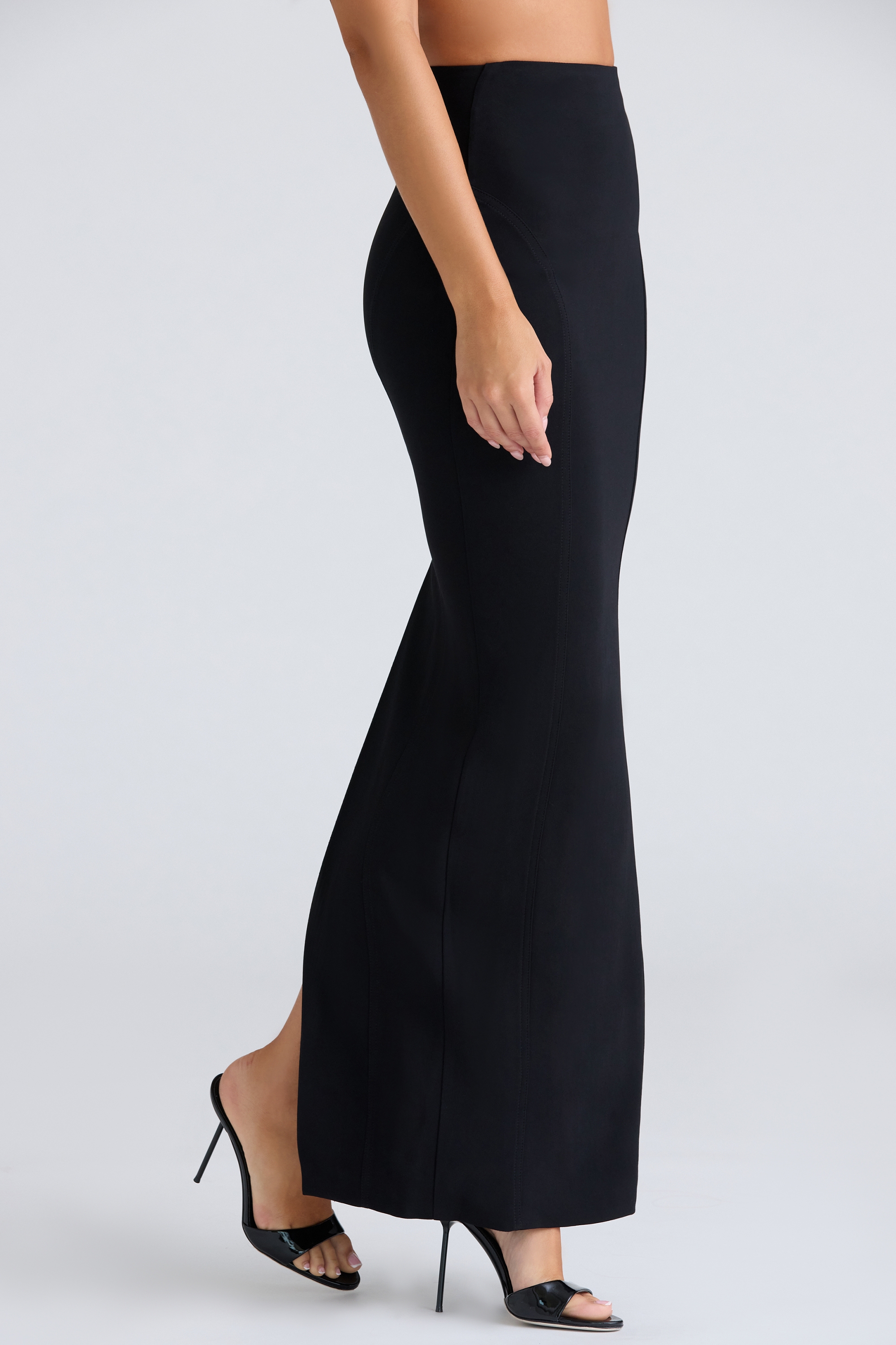 The Maxi-Black Panelled Bodycon Skirt