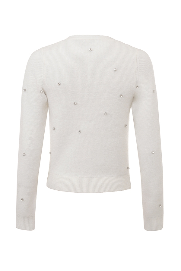 Beaubella-Ivory Soft Mohair Embellished Cardigan