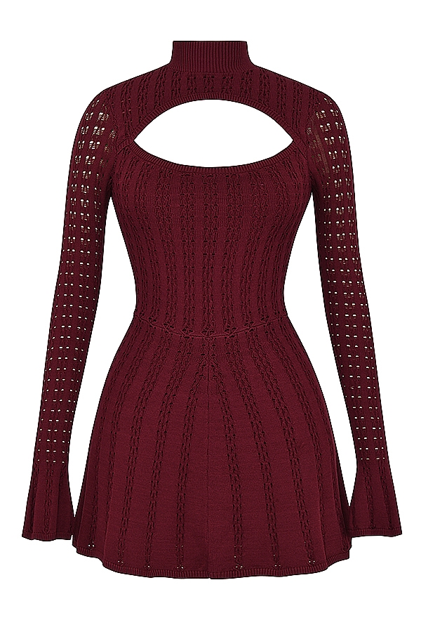 Evalina-Wine Knit Corset Dress