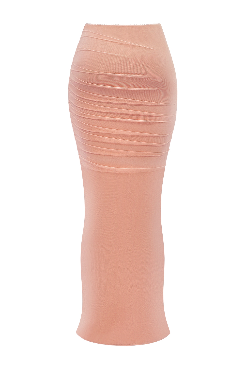 Cassidy-Peach Fluted Hem Maxi Skirt