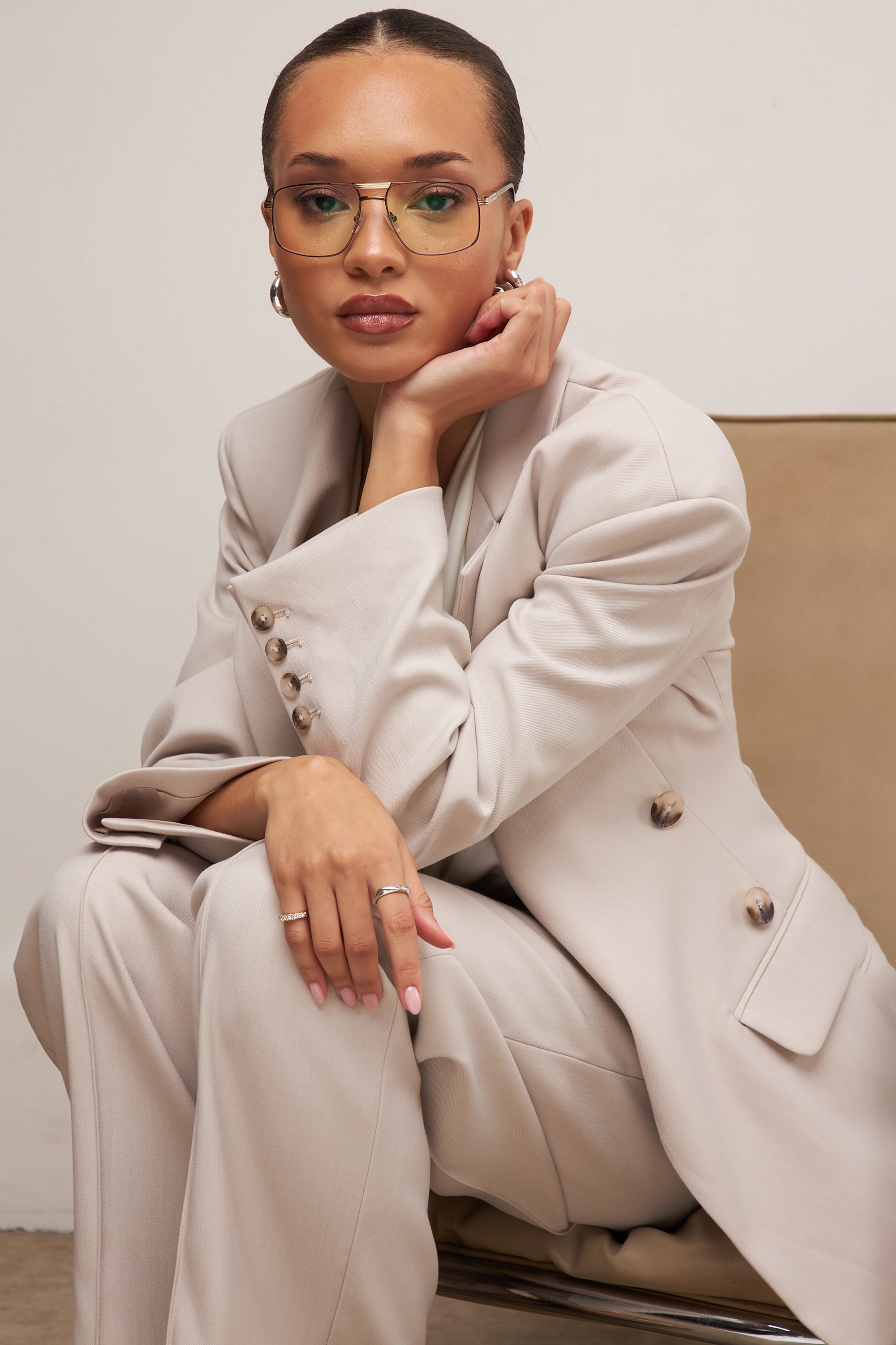 Hudson-Beige Hourglass Blazer