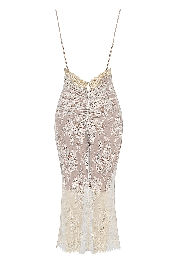Serelle-Antique Ivory Lace Midi Dress