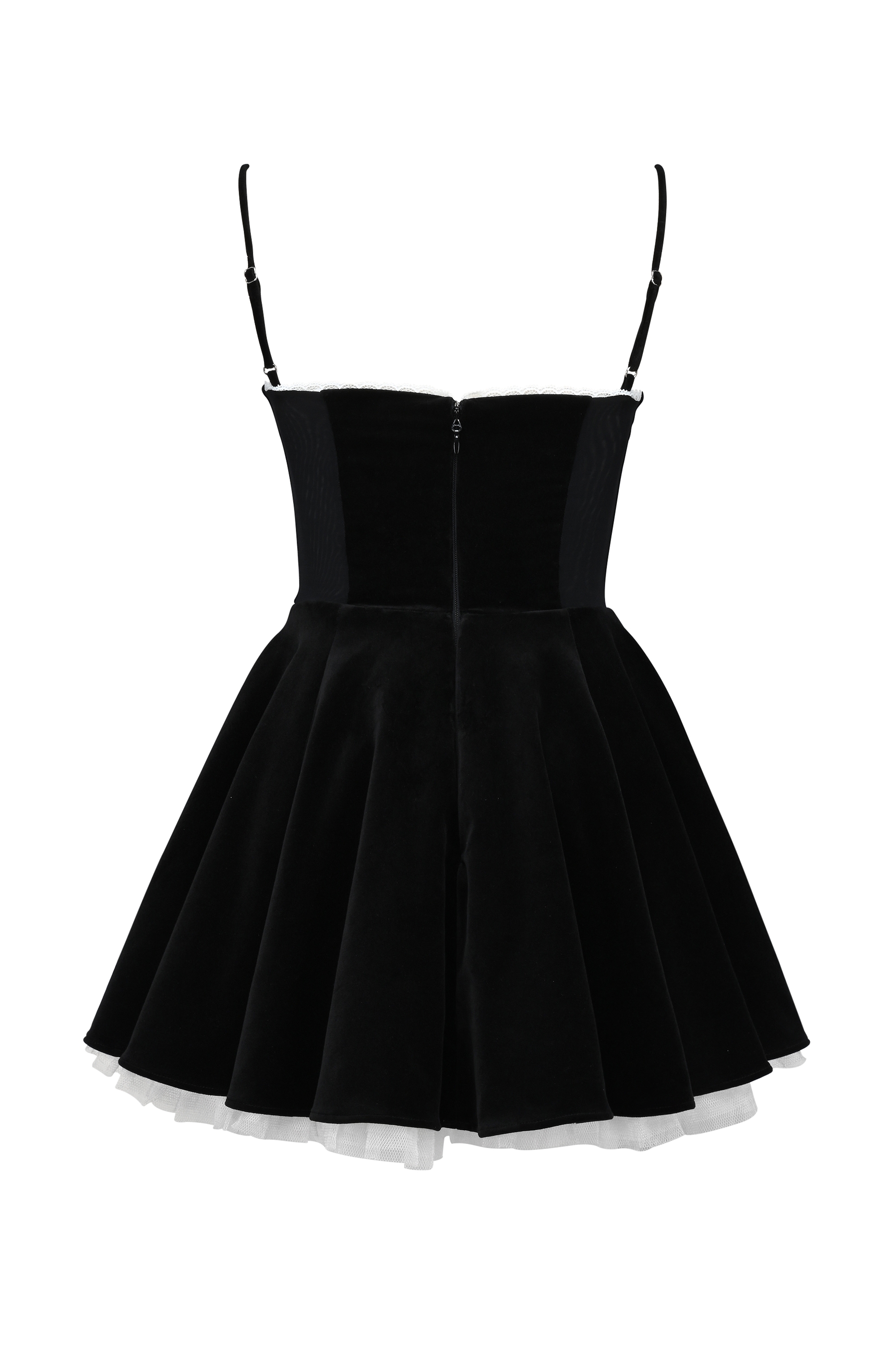 Minimoiselle-Black Velvet Tulle Mini Dress