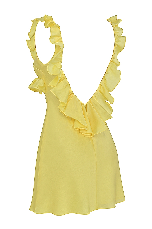 Tink-Buttercup Satin Ruffle Mini Dress
