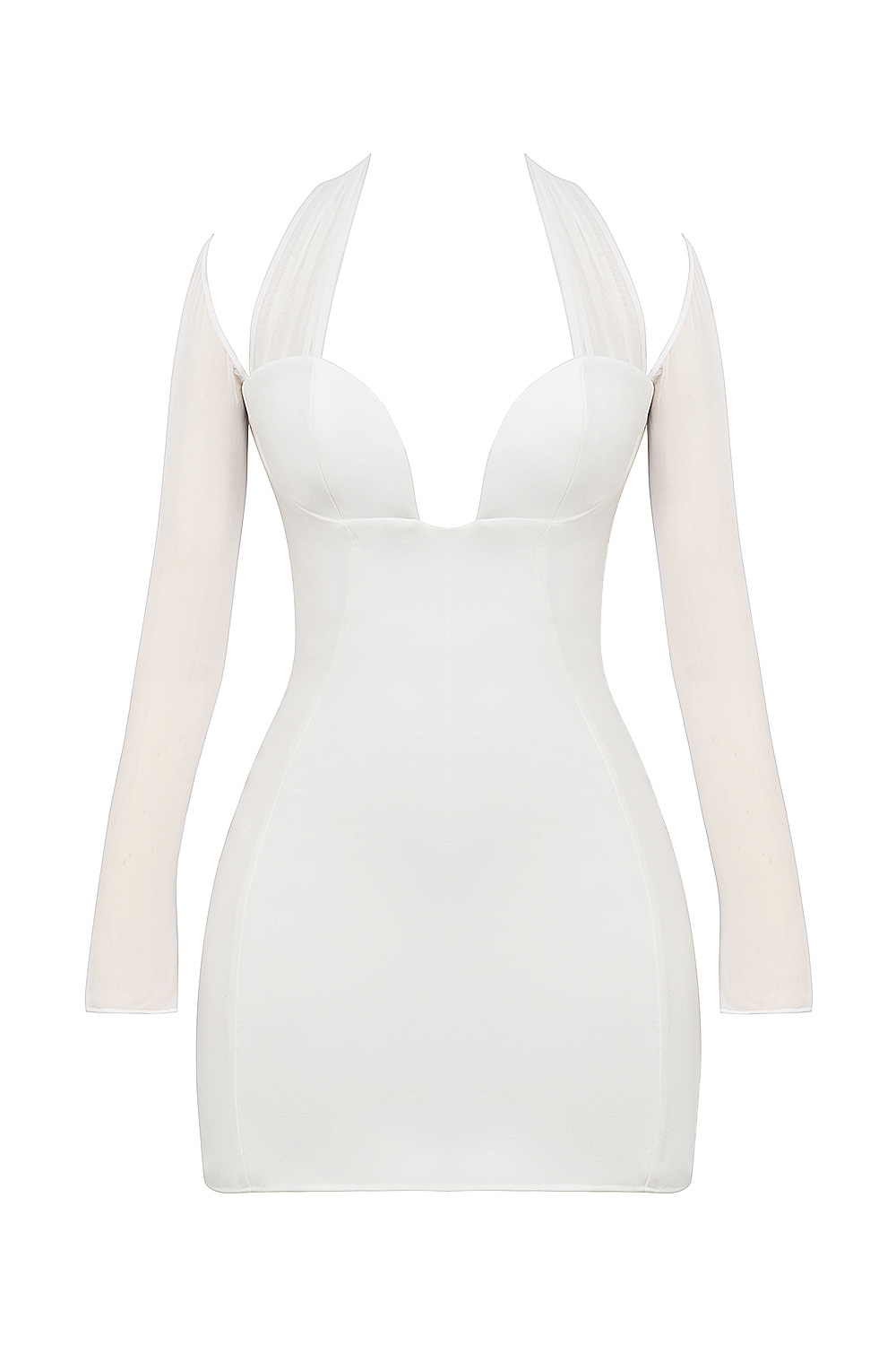 Holly-White Plunge Mini Dress