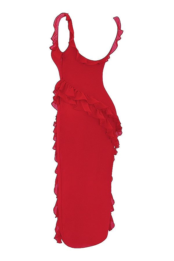Ariela-Cherry Ruffle Maxi Dress