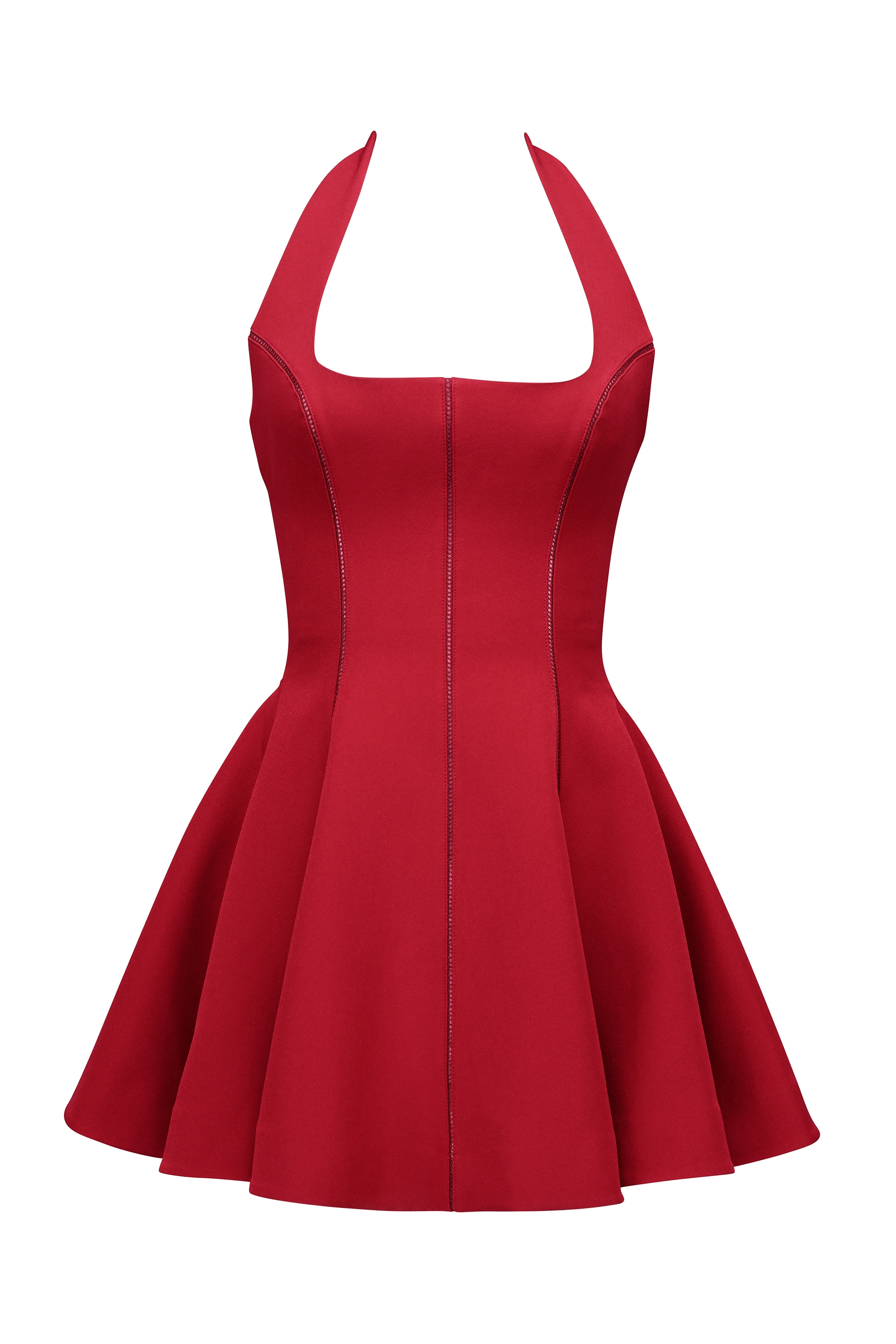 Loulette-Red Halter Neck Bow Mini Dress