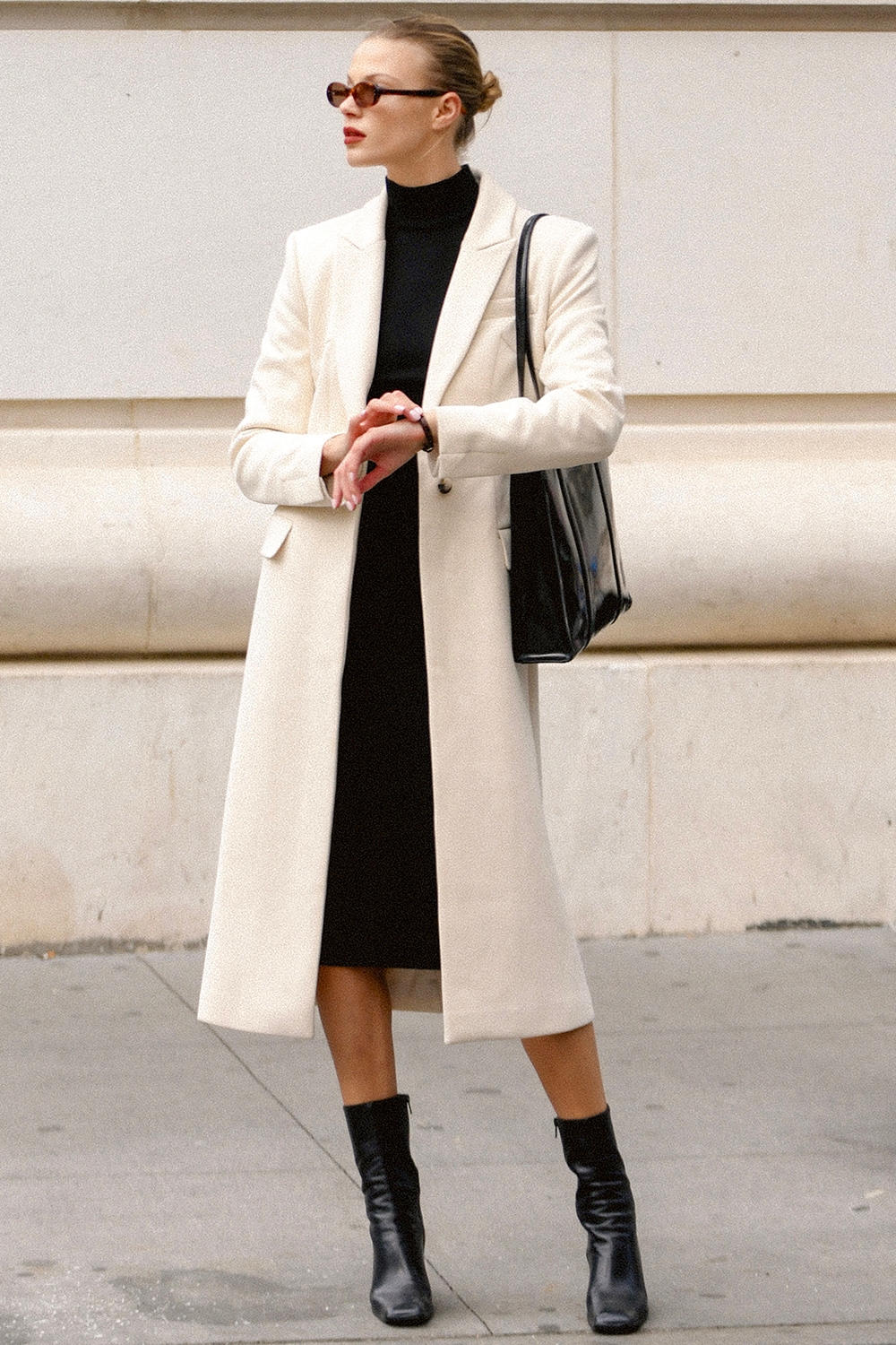 Remi-Ivory Single Breasted Long Coat