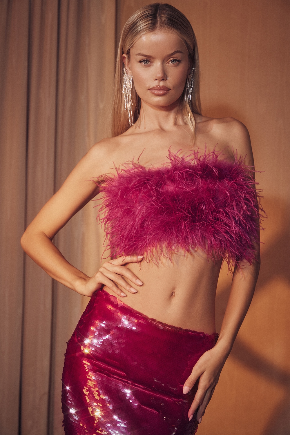 Fenella-Hot Pink Trimmed Bandeau