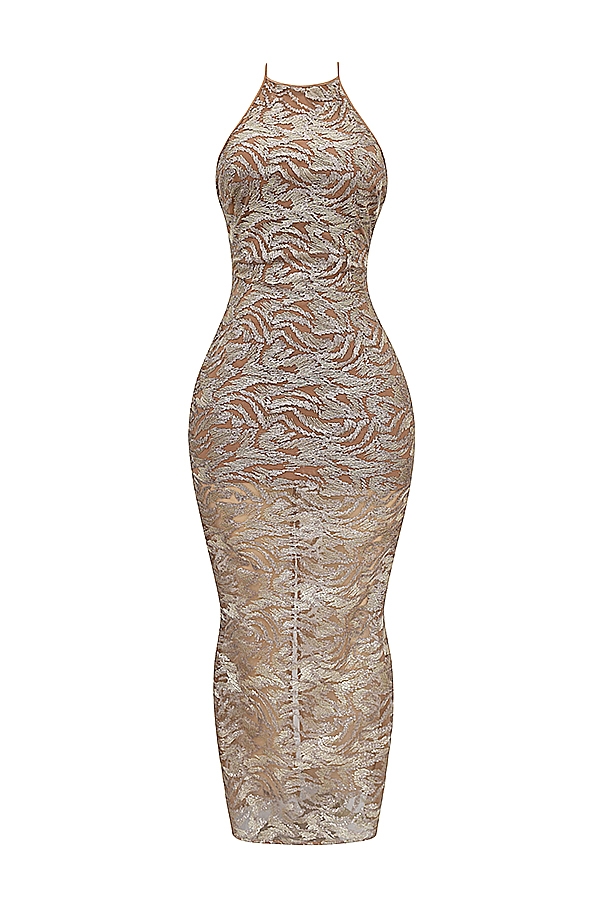 Giada-Rose Gold Embroidered Sequinned Gown