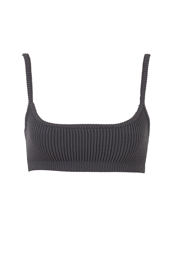 Mischa-Dark Grey Ribbed Knit Bralette - SALE