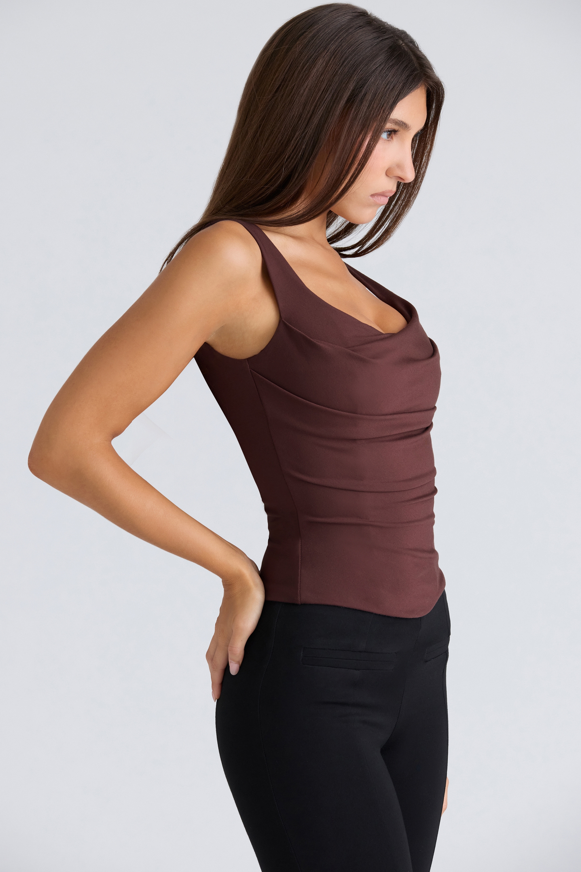 The Drape Neck-Chocolate Corset Top