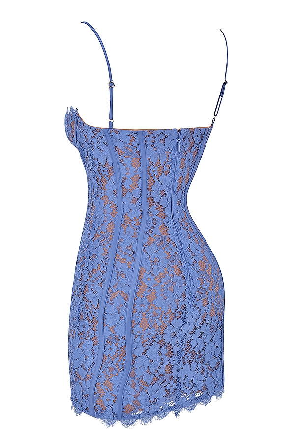 Lala-Lavender Lace Mini Dress