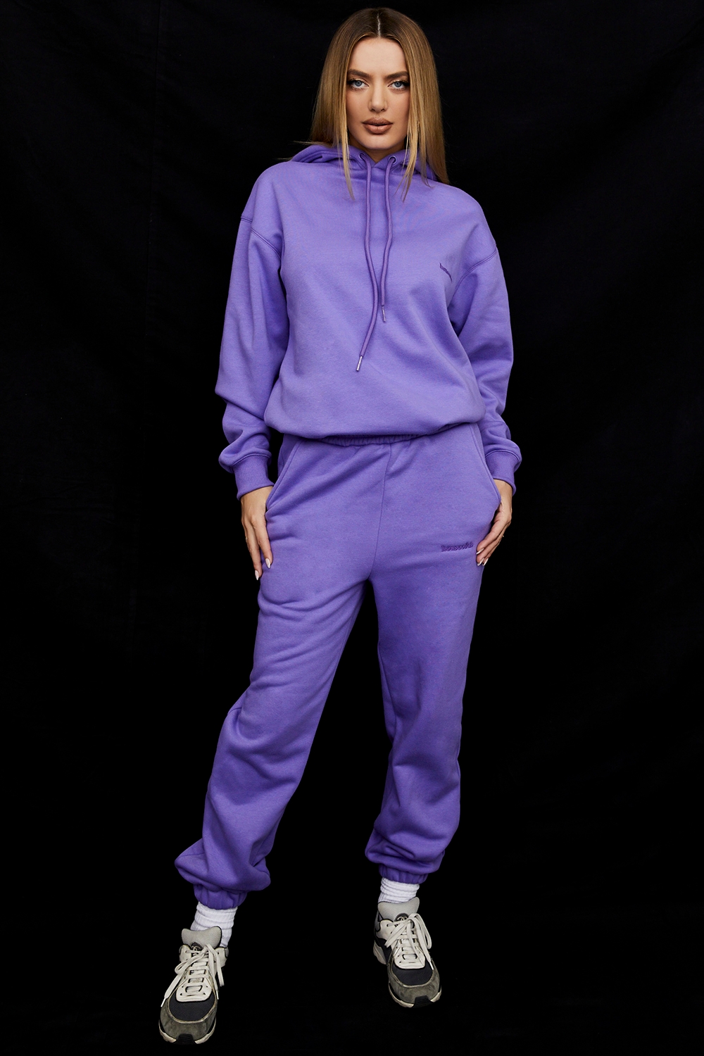 Sky-Purple Fleece Back Jogging Trousers