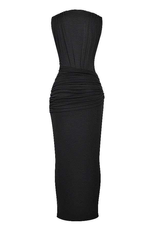 Larelle-Black Plunge Maxi Dress