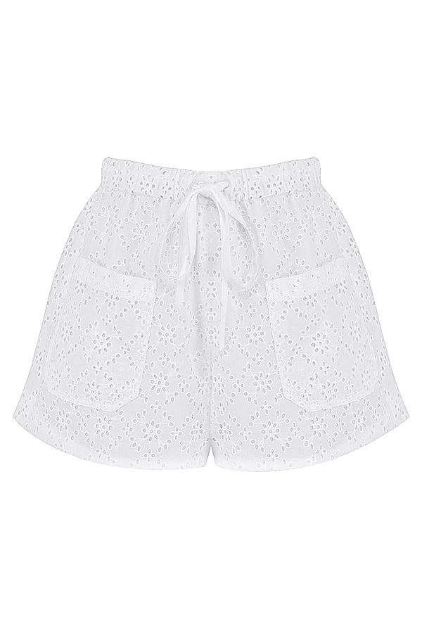 Mae-White Broderie Anglaise Shorts