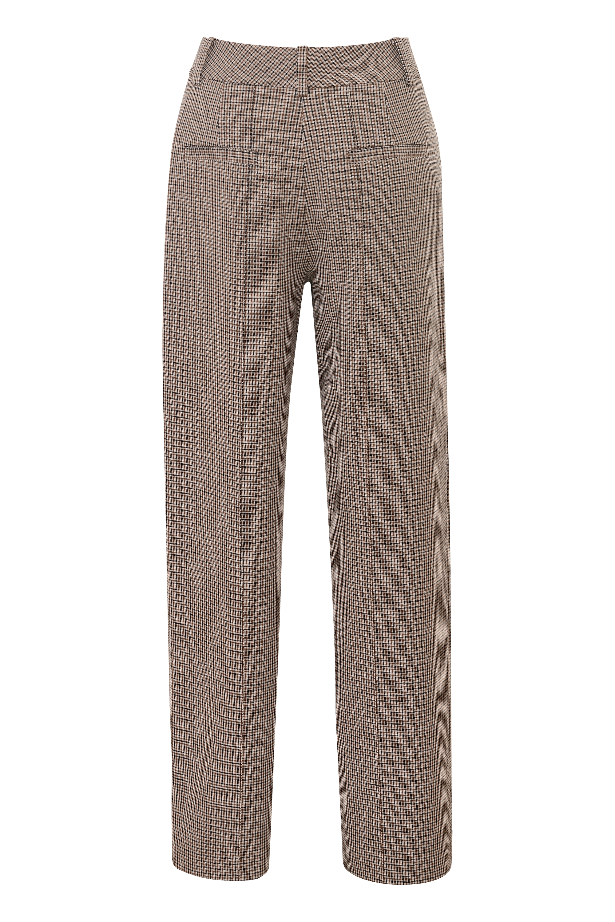 Hayden-Brown Puppytooth Wide Leg High Waist Tailored Trousers