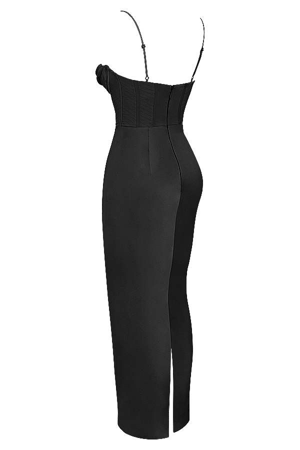 Charmaine-Black Corset Maxi Dress