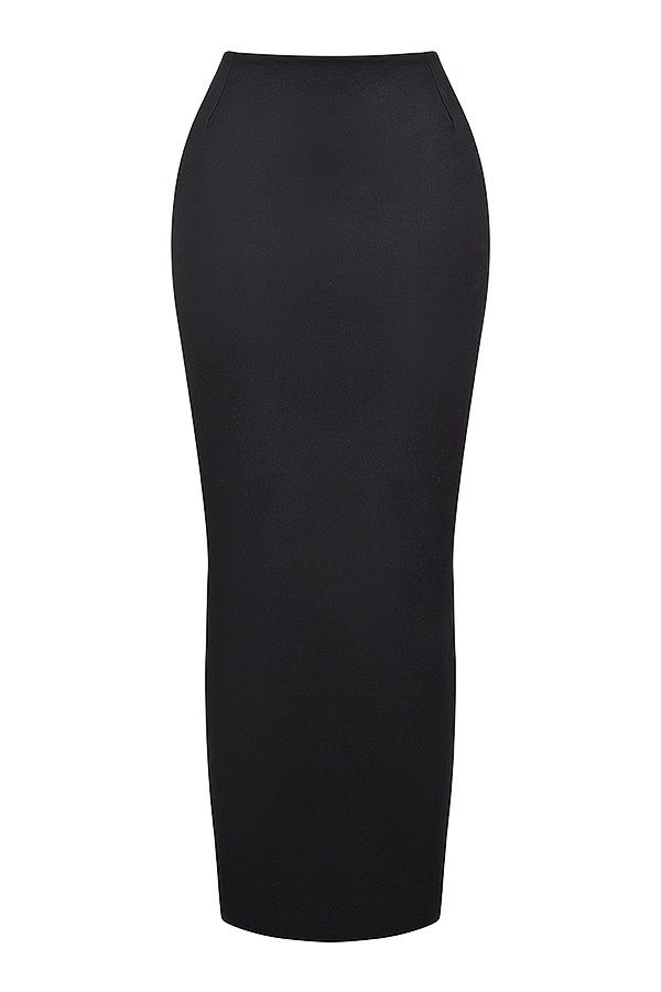 Hart-Black Twill Maxi Skirt
