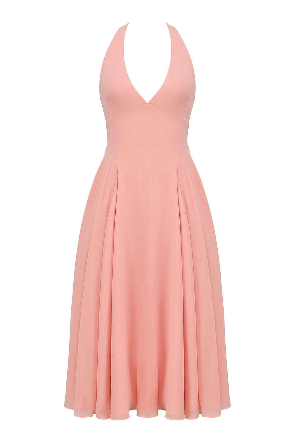 Solada-Peach Georgette Halter Sundress