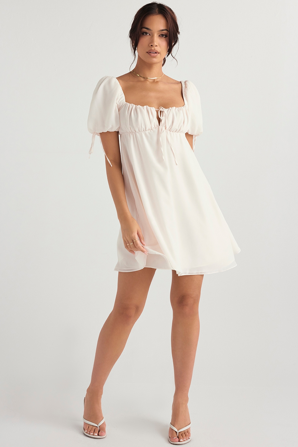 Princess-Ivory Georgette Mini Dress - SALE