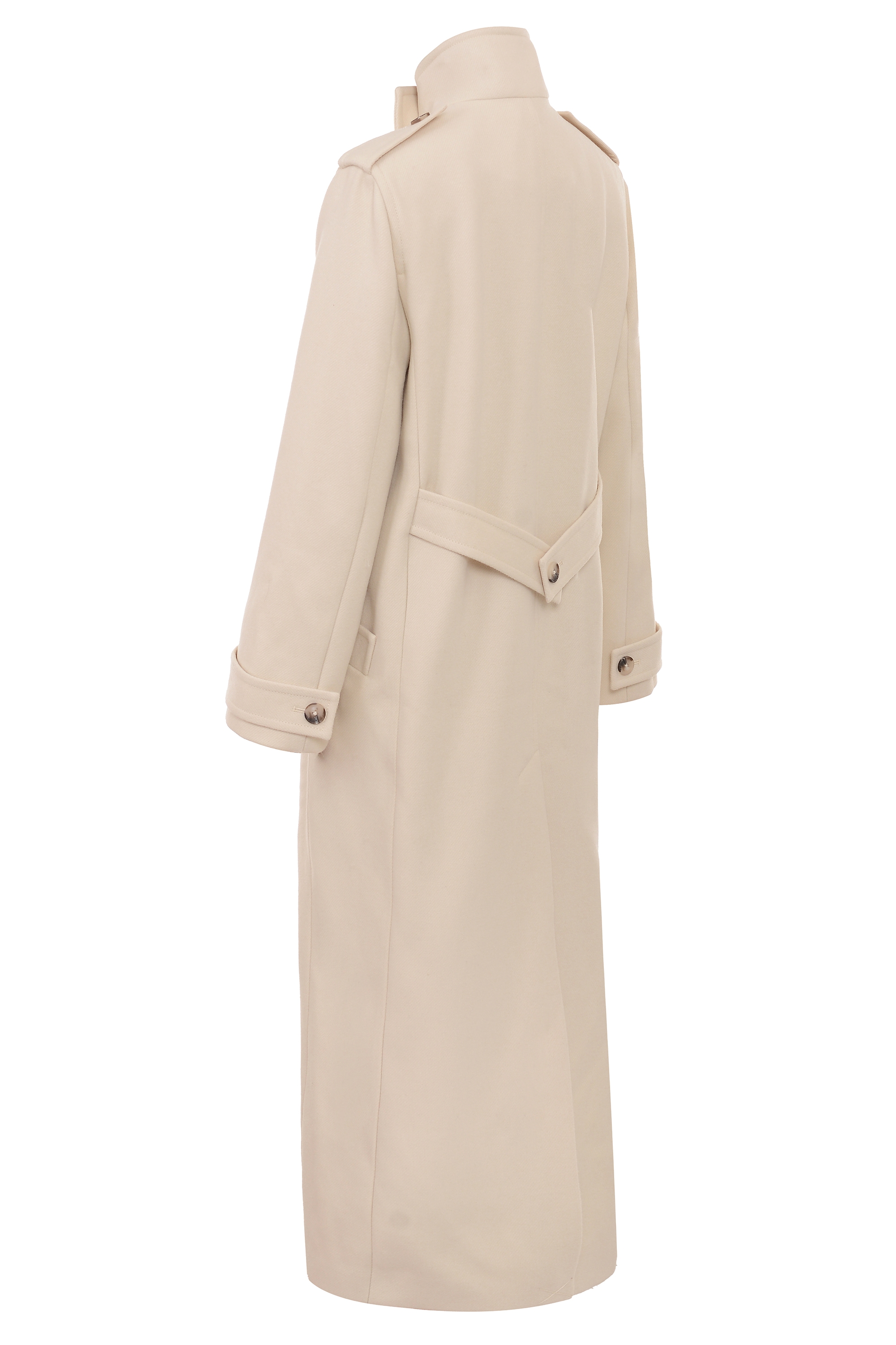 Sander-Cream Double Breasted Funnel Neck Coat