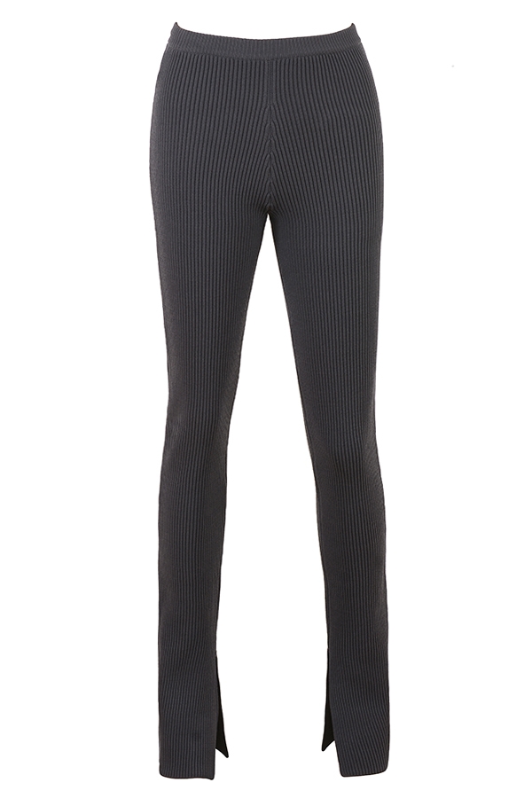 Mitzi-Dark Grey Ribbed Knit Leggings - SALE