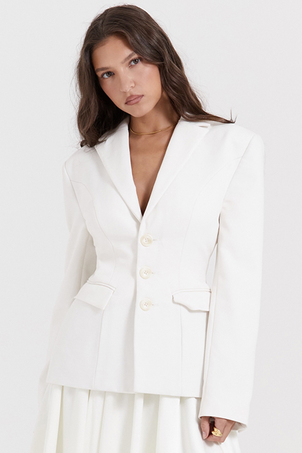 Sariah-Ivory Contour Tailored Blazer