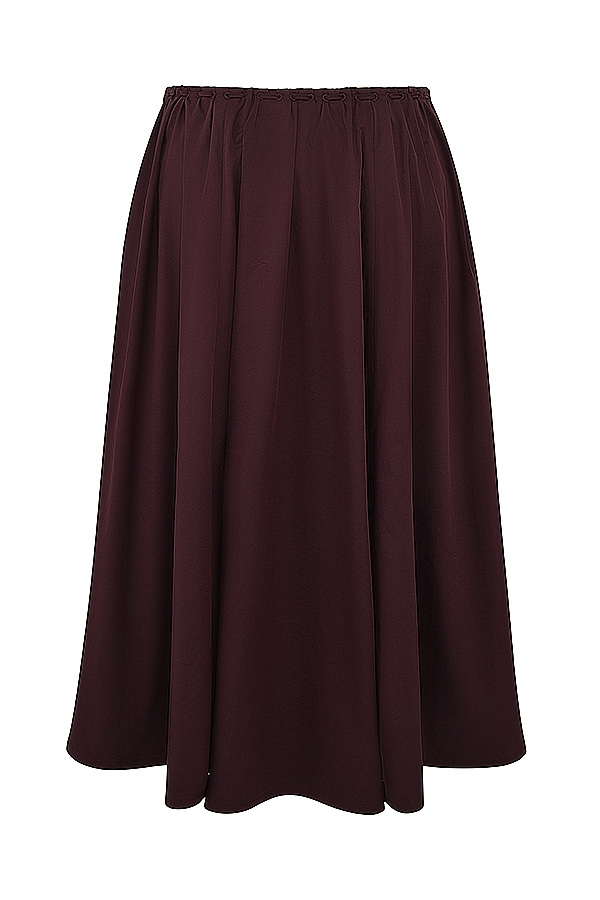 Cora-Rich Brown Gathered Midi Skirt
