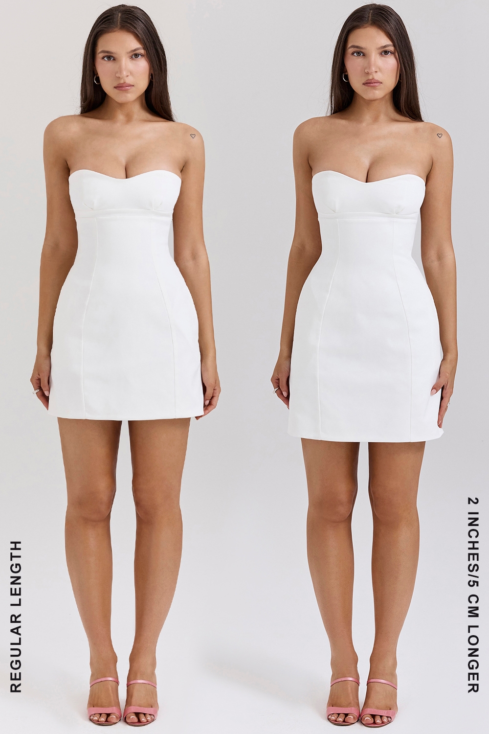 Mimi-White Strapless Twill Mini Dress