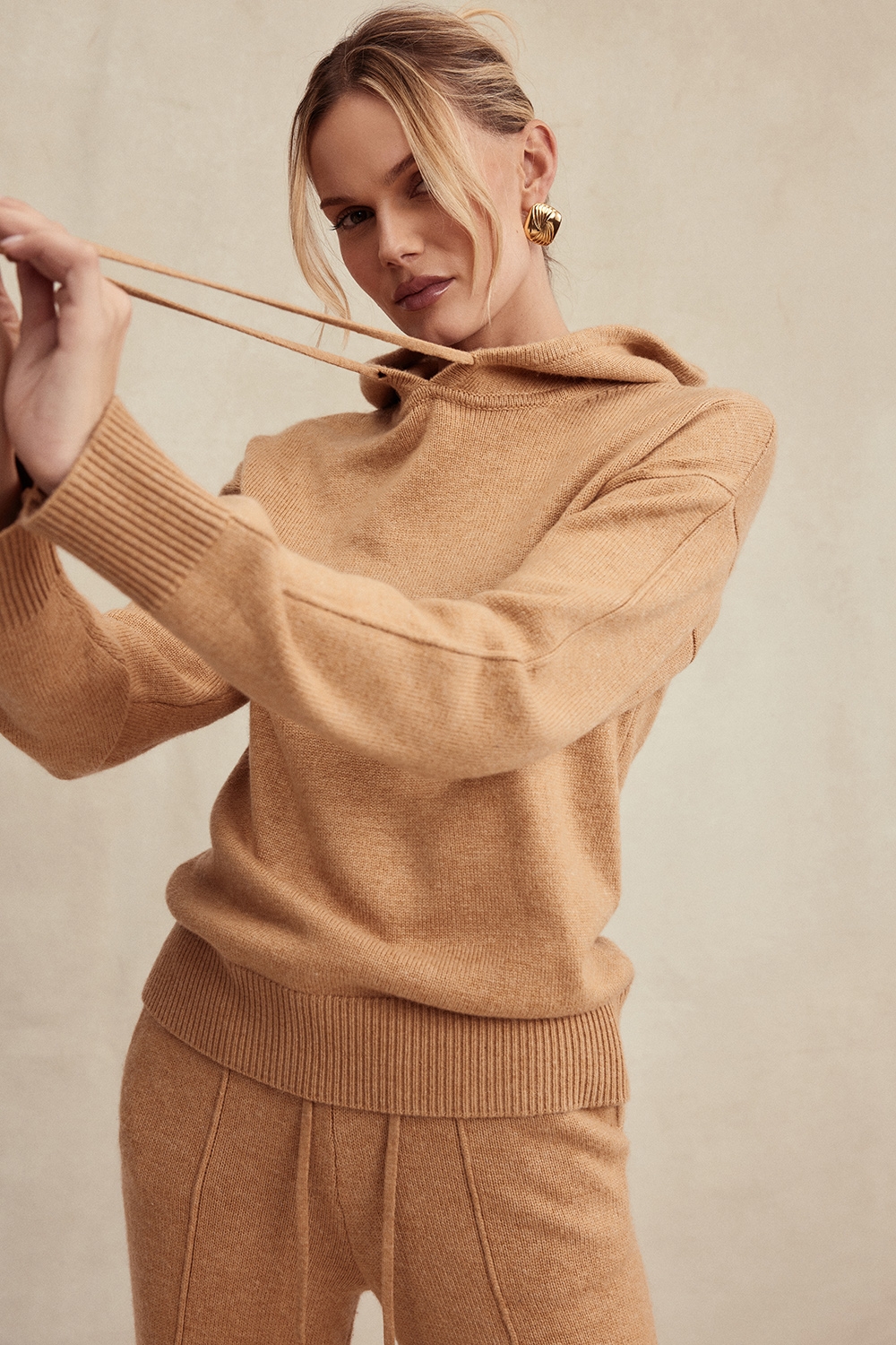 Jionni-Camel Cashmere Blend Hoodie - SALE