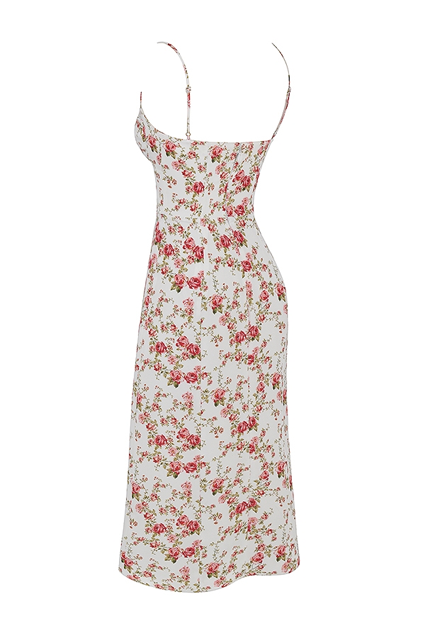 Charlotte-Rose Print Corset Midi Sundress