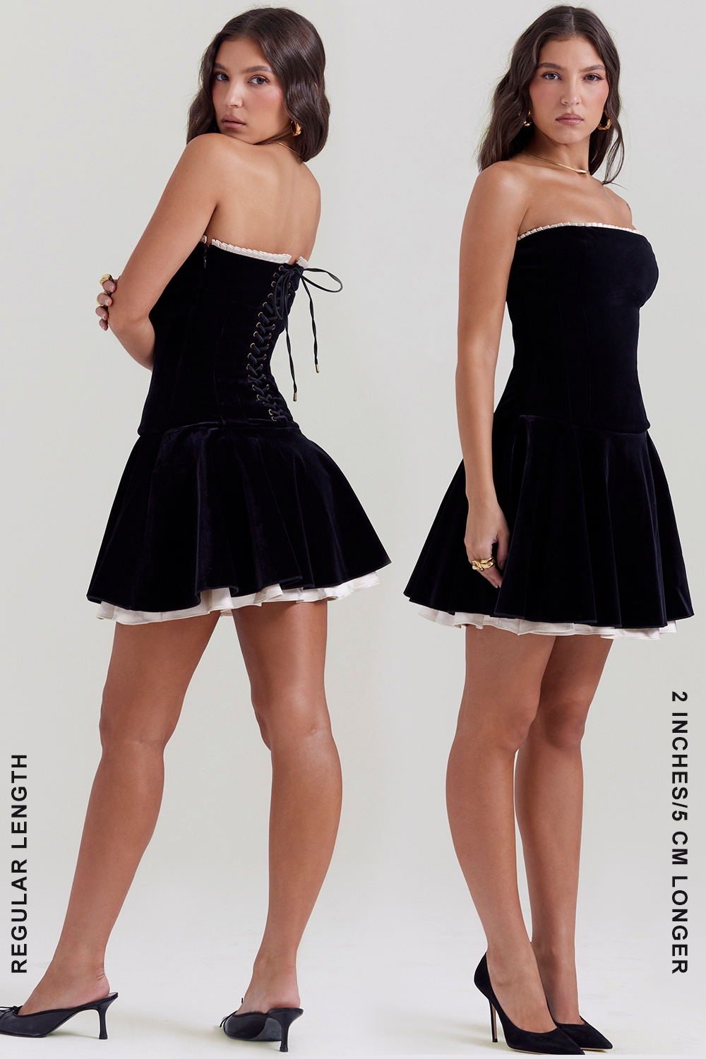 Marilla-Black Velvet Strapless Dress