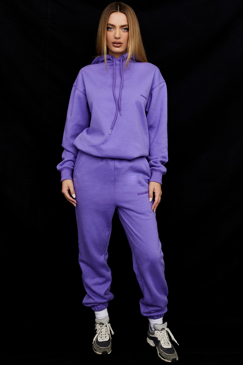 Sky-Purple Fleece Back Jogging Trousers