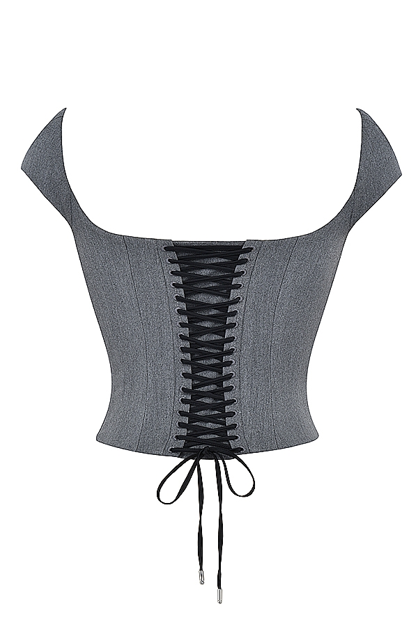 Rowena-Grey Lace Back Corset