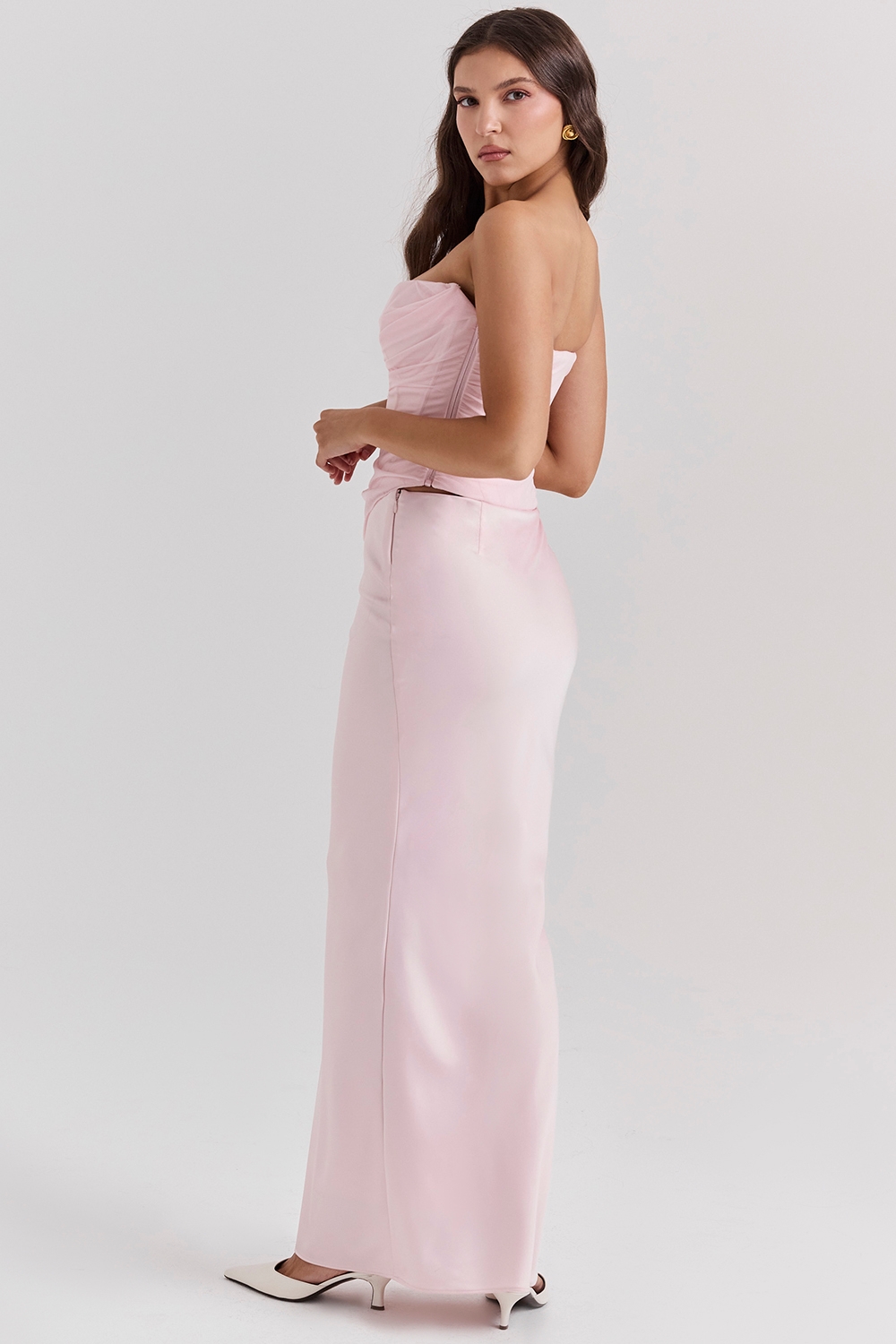 Giuliana-Ballerina Pink Satin Maxi Skirt