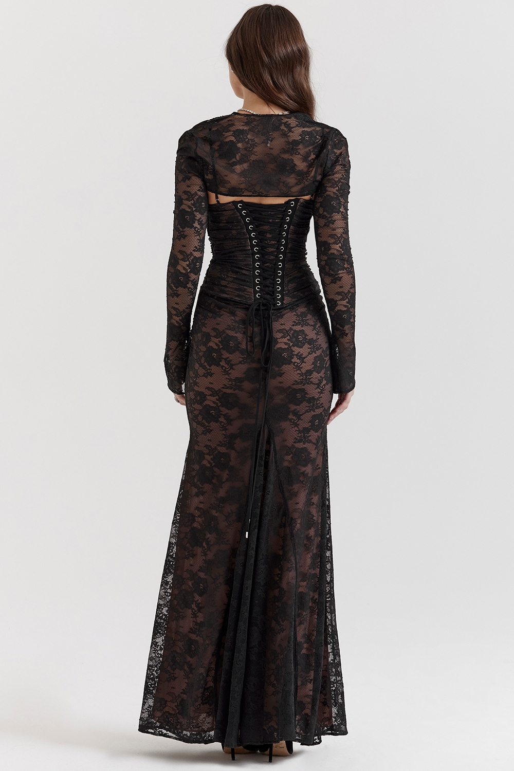 Artemis-Black Lace Maxi Dress