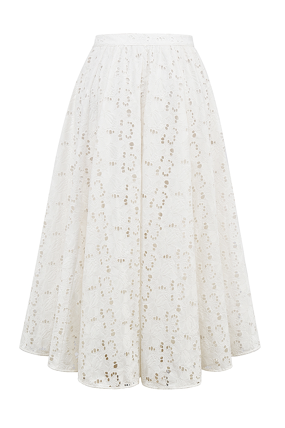 Francine-White Broderie Anglais Midi Skirt